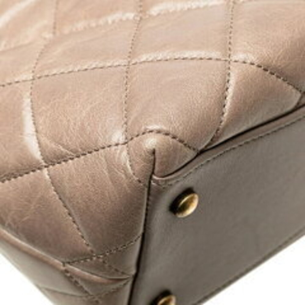 Chanel Gray Shoulder Matelasse Tan Leather Handbag Beige Coco Crossbody Greige - Picture 4 of 6